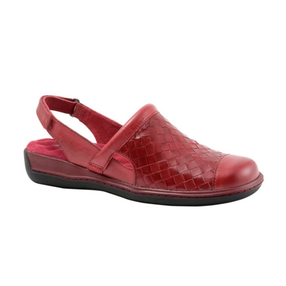 Softwalk Salina Woven Dark Red Leather Cut Out Sling Sandal-Women’s Sz 8 Narrow